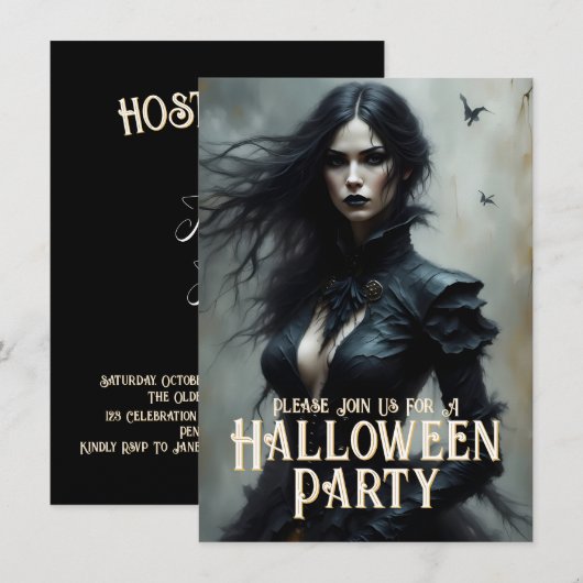 Gothic Halloween Night of Mystery Invitation (Voorkant / Achterkant)