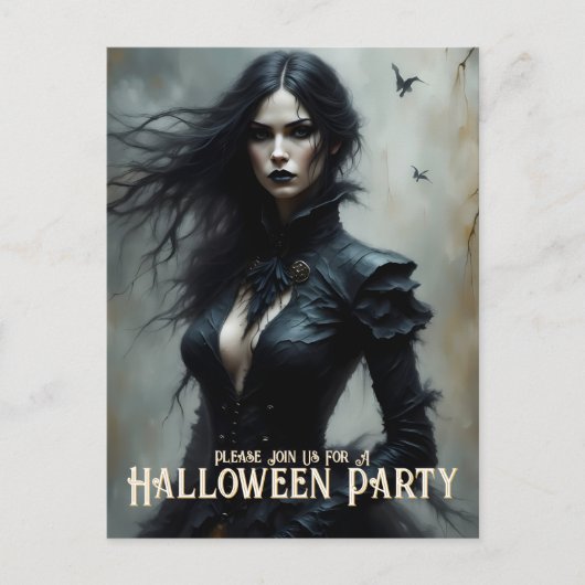 Gothic Halloween Night of Mystery Invitation Feestdagenkaart (Voorkant)