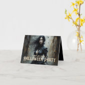 Gothic Halloween Night of Mystery Invitation Kaart (Gele Bloem)