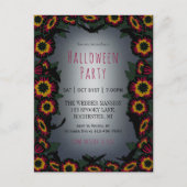 Gothic halloween partijuitnodiging met bloemen en  briefkaart (Voorkant)
