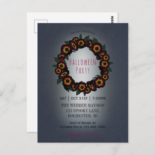 Gothic halloween partijuitnodiging met vleermuizen briefkaart (Voorkant / Achterkant)