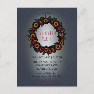 Gothic halloween partijuitnodiging met vleermuizen briefkaart