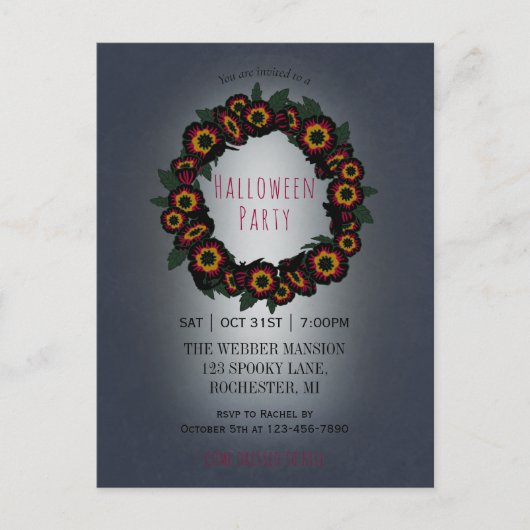 Gothic halloween partijuitnodiging met vleermuizen briefkaart (Voorkant)