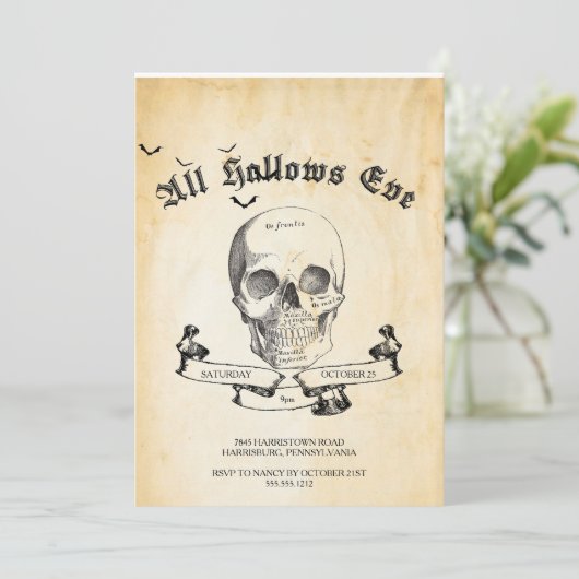  Gothic Halloween Party Invitation Kaart (Staand voorkant)