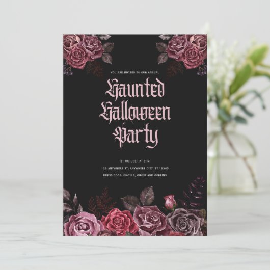 Gothic Halloween Party Invitation Kaart (Staand voorkant)