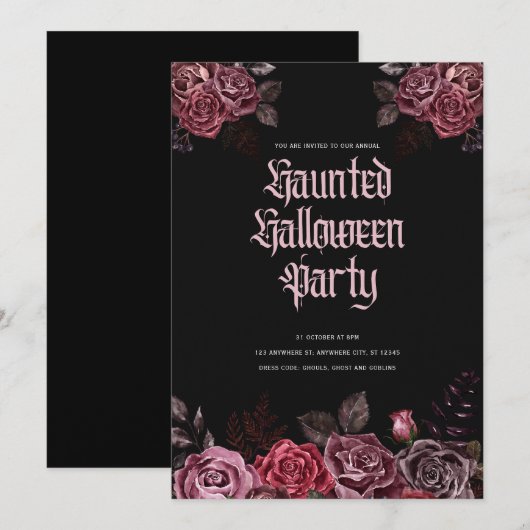 Gothic Halloween Party Invitation Kaart (Voorkant / Achterkant)