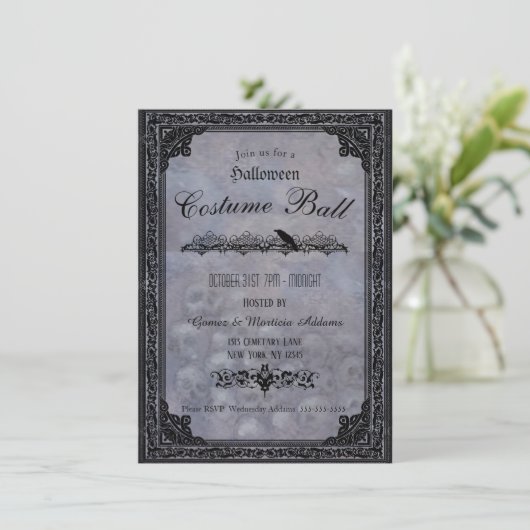 Gothic Halloween Party Invitation Kaart (Staand voorkant)