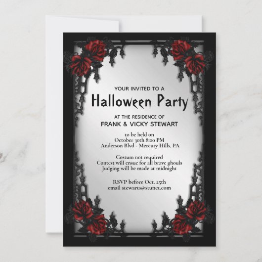Gothic Halloween Party Invitation Kaart (Voorkant)
