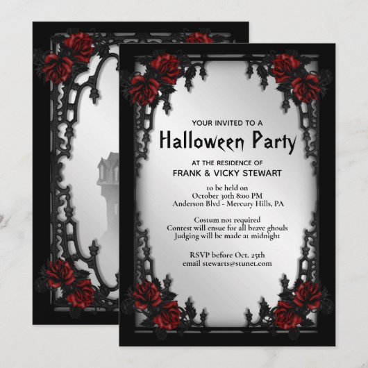 Gothic Halloween Party Invitation Kaart (Voorkant / Achterkant)