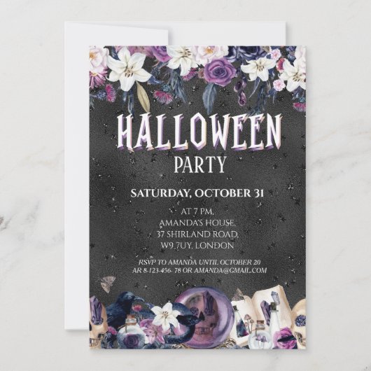 Gothic Halloween Party Invitation Kaart (Voorkant)