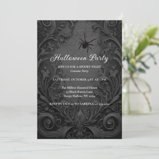 Gothic Halloween Party Invitation Kaart (Staand voorkant)
