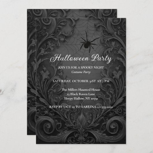 Gothic Halloween Party Invitation Kaart (Voorkant / Achterkant)