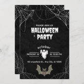 Gothic Halloween Party Invitation with Spiders Kaart (Voorkant / Achterkant)
