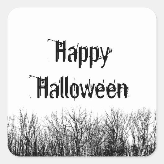 Gothic Halloween Party Spooky Black White   Vierkante Sticker (Voorkant)