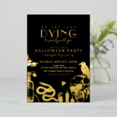 Gothic Halloween Party with Skulls Foil Invitation Folie Uitnodiging (Staand Voorkant)