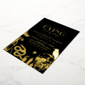 Gothic Halloween Party with Skulls Foil Invitation Folie Uitnodiging (Gedraaid)