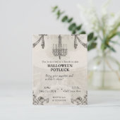 Gothic Halloween Potluck Adult Scary Party Uitnodi Kaart (Staand voorkant)