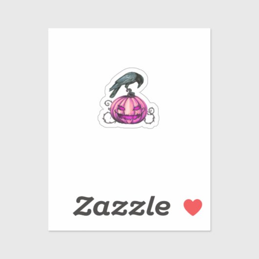 Gothic Halloween Pumpkin and Crow  Sticker (Vel)