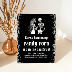 Gothic Halloween Raad Hoeveel Snoep Mais Game Reclamebord Met Voetstuk