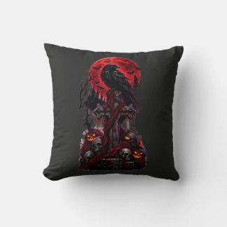 Gothic Halloween Raaf Geheime Begraafplaats Pompoe Kussen