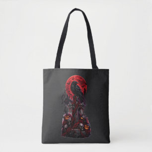 Gothic Halloween Raaf Geheime Begraafplaats Pompoe Tote Bag