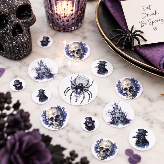 Gothic Halloween Raaf Spinne Schedel Confetti