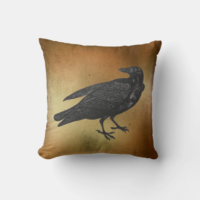 Gothic Halloween Raven Black Bird Kussen (Voorkant)