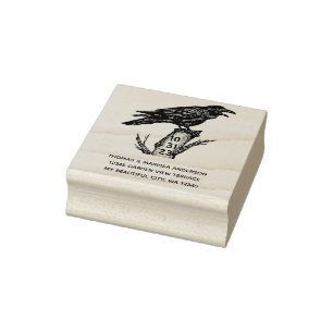 Gothic Halloween Raven Crow Dated Return Address Rubberstempel
