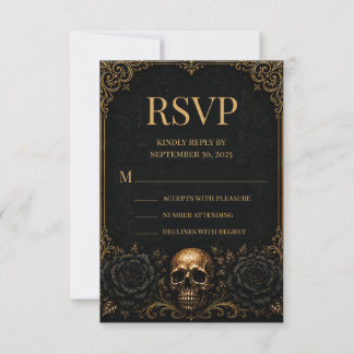 Gothic Halloween Raven RSVP Notitiekaartje