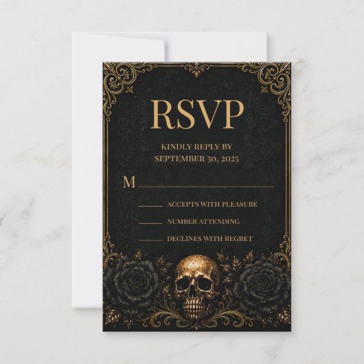 Gothic Halloween Raven RSVP Notitiekaartje (Voorkant)