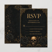 Gothic Halloween Raven RSVP Notitiekaartje (Voorkant / Achterkant)