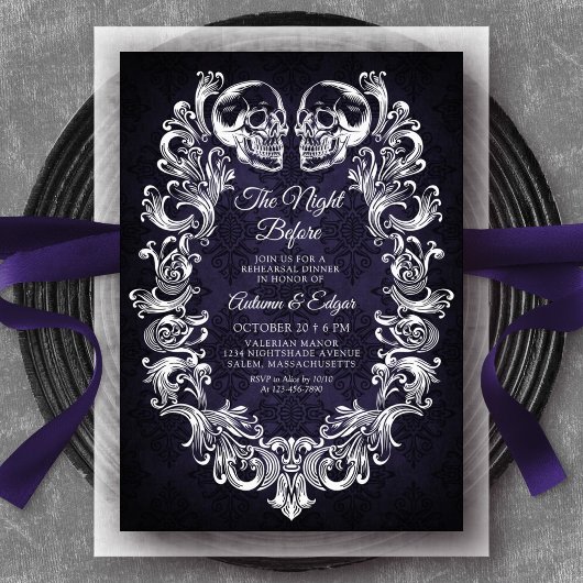 Gothic Halloween Rehearsal Dinner Kaart