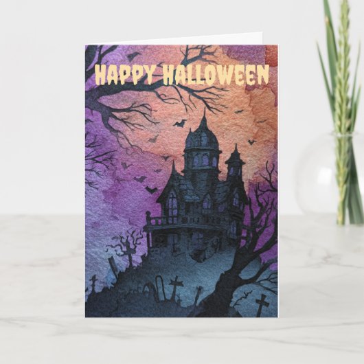 Gothic Halloween Scene Feestdagen Kaart (Voorkant)