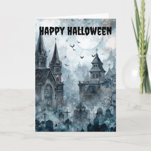 Gothic Halloween Scene Feestdagen Kaart (Voorkant)