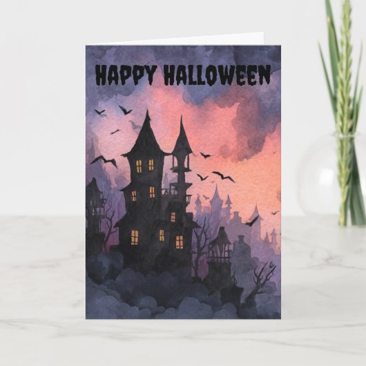 Gothic Halloween Scene Feestdagen Kaart (Voorkant)