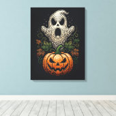 Gothic Halloween Schedel Pompoen Canvas Afdruk (Insitu (Houten vloer))