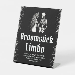 Gothic Halloween Skelet Bezemsteel Limbo Bord   Reclamebord Met Voetstuk