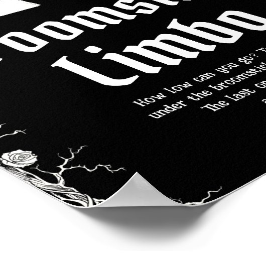 Gothic Halloween Skelet Broomstick Limbo Sign Poster (Hoek)