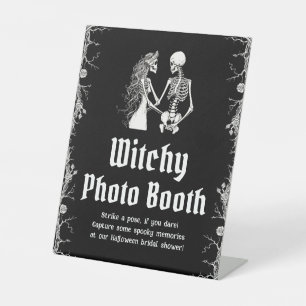 Gothic Halloween Skelet Hekserig Fotohokje Bord Reclamebord Met Voetstuk