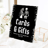 Gothic Halloween Skelet Kaarten en Cadeaus Bord Reclamebord Met Voetstuk
