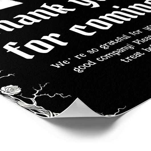 Gothic Halloween Skeleton Bedankt voor je komst Poster (Hoek)