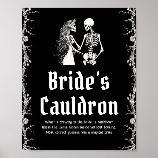Gothic Halloween Skeleton Bride's Cauldron Sign Poster (Voorkant)
