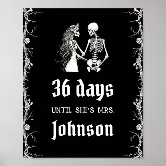 Gothic Halloween Skeleton Dagen Tot Ze Mevrouw Is Poster (Voorkant)