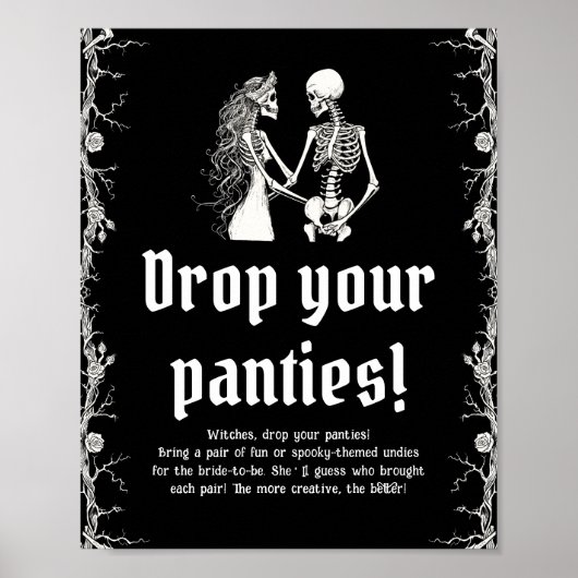 Gothic Halloween Skeleton Drop Your Panties spel Poster (Voorkant)