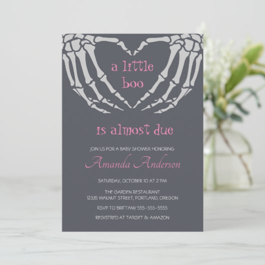 Gothic Halloween Skeleton Hands Girl Baby shower Kaart (Staand voorkant)