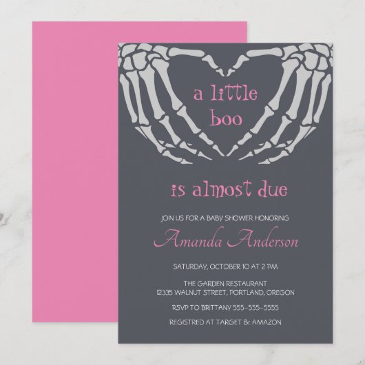Gothic Halloween Skeleton Hands Girl Baby shower Kaart (Voorkant / Achterkant)
