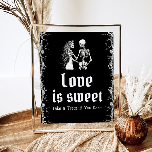 Gothic Halloween Skeleton Love is een mooi teken Poster