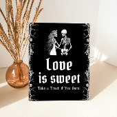 Gothic Halloween Skeleton Love is een mooi teken Reclamebord Met Voetstuk