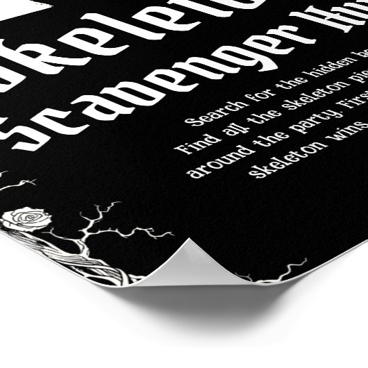 Gothic Halloween Skeleton Scavenger Hunt Sign Poster (Hoek)