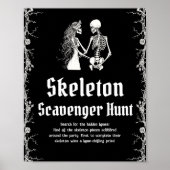 Gothic Halloween Skeleton Scavenger Hunt Sign Poster (Voorkant)